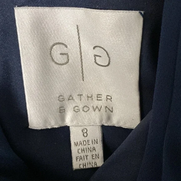 Gather & Gown navy blue bridesmaid formal wedding dress size 8 lined - Picture 10 of 12